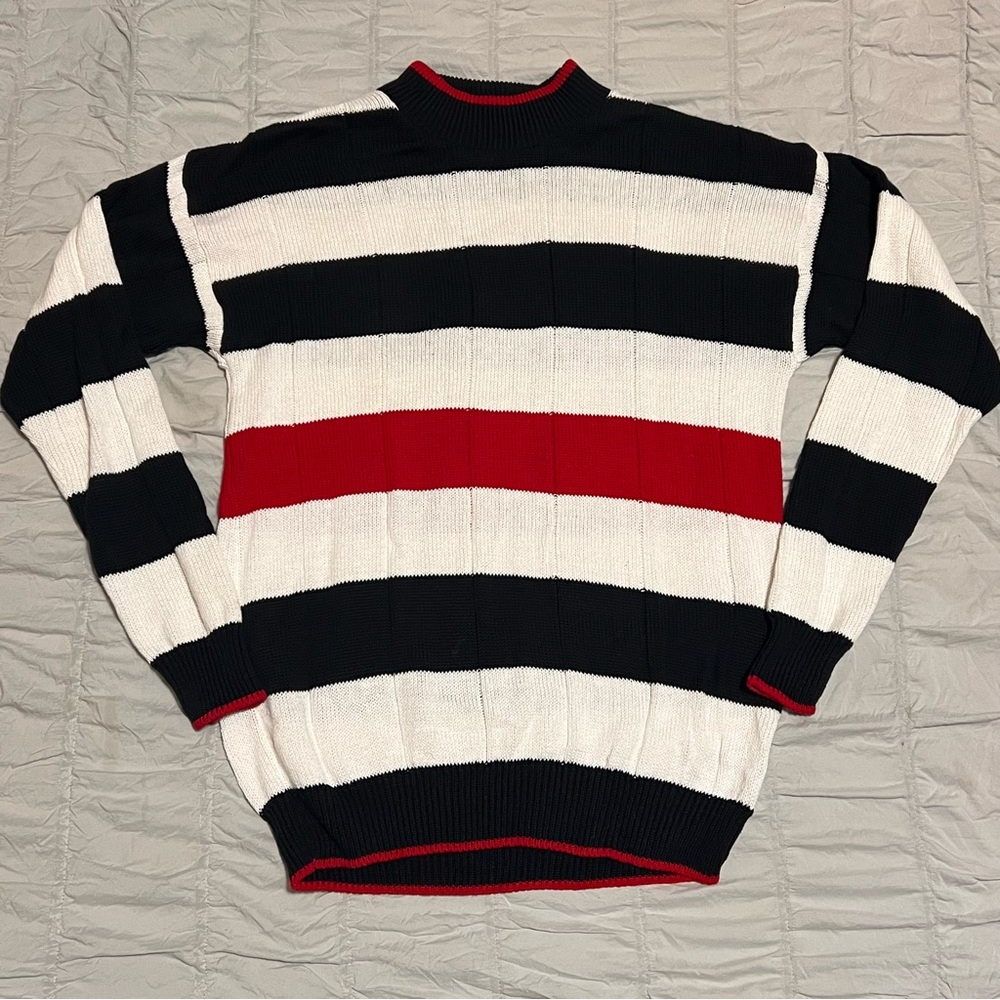 Vintage Aureus Sweater Striped Pullover Popover Sz L USA